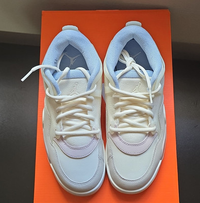 Nike Air Jordan Low Top Colorblock White Light Blue Leather Lace Up Sneakers