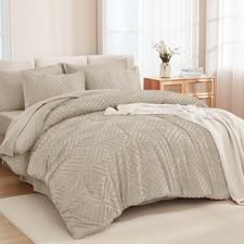 King Size Comforter Set 7 Pieces Oatmeal - Bed in a Bag King Boho Lightweight...