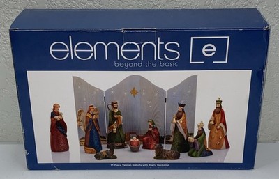 Elements Beyond The Basic 11 Piece Vatican Nativity With Starry Backdrop NEW