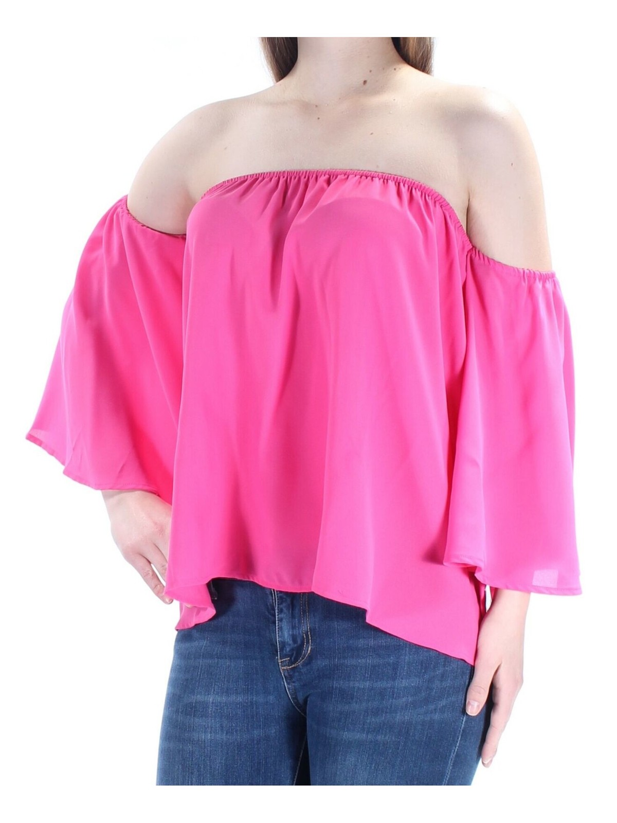 INC Women's Pink Bell Sleeve Off-Shoulder Blouse in Size XL