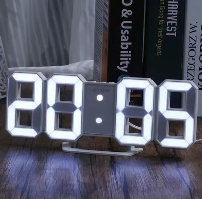 Moderne Wanduhr 3D LED Digital Wanduhr Tischuhr Snooze Timer 24/12Hr Wecker DE