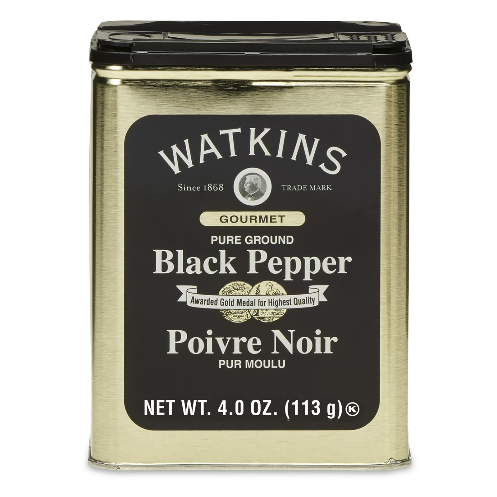 Watkins Gourmet Spice Tin, Pure Ground Black Pepper, 4 oz (F