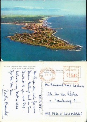 PUNTA DEL ESTE (URUGUAY) VISTA AEREA DE LA PENINSULA Aerial View 1971