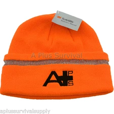 A Plus Survival 3M Safety Beanie Bright Orange Reflective Strip Search & Rescue
