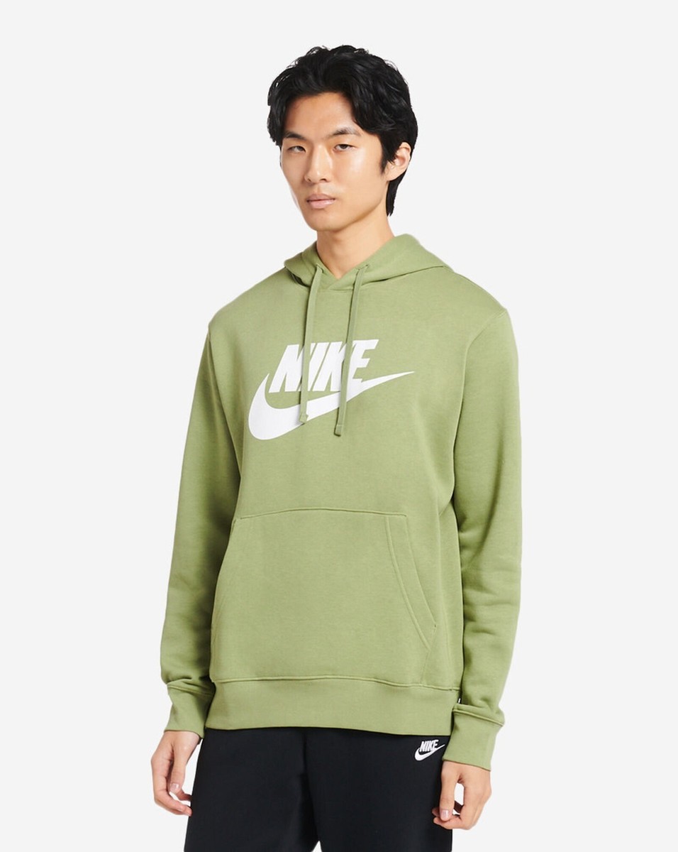 nike club fleece hoodie ash green