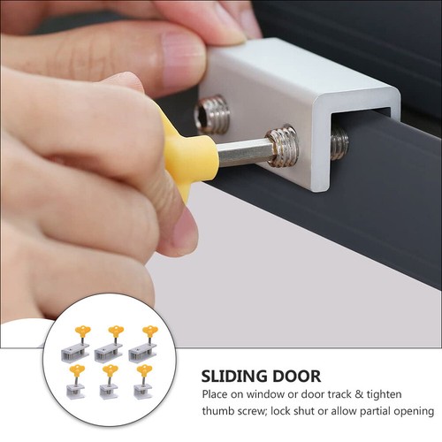 6pcs Adjustable Sliding Window Locks Aluminum Alloy Window Locks with Key - Picture 10 of 12