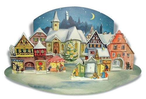 Large Antique Advent Calendar Traditional German Freestanding 3D free post UK - Picture 8 of 9