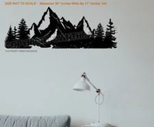 Mountain Nature Trees Badge Style Wall Decal Sticker Vinyl Home Decor 30" Long