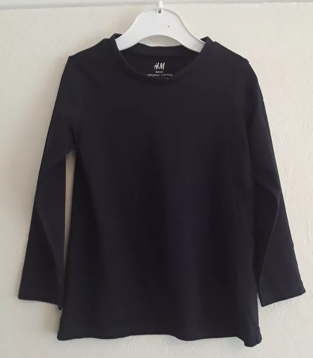 H M Organic cotton long sleeved top navy blue aged 18 24 months