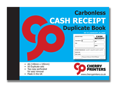 Cherry NCR Cash Receipt Duplicate Book A6 (148mm x 105mm) 50 Sets | eBay UK