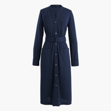 NWT J.CREW Long Sleeve Belted Knit Dress in Navy Blue, Size XS, Originally $119