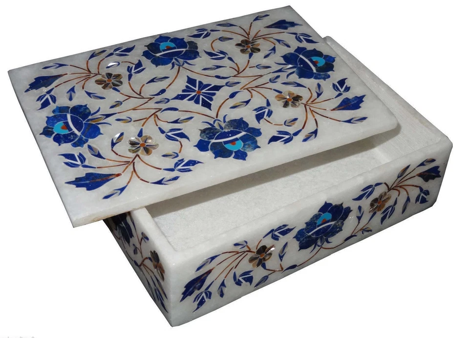 Jewelry marble Box Semi Precious Stones handmade Inlay art Work decor - Image 2 of 4