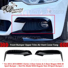 For BMW F30 F31  2012-18 Gloss Black Front Bumper Upper Trim Air Vent Cover Fang