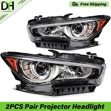 2PCS/PAIR Full LED DRL Headlight W/Bulb For INFINITI Q50 Red Sport 400 2014-2022