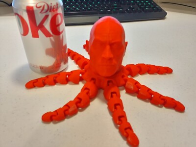 JUMBO!!!!!  ROCKTOPUS 4inches high! 3DPrinted Octopus With The Rock's Head | RED