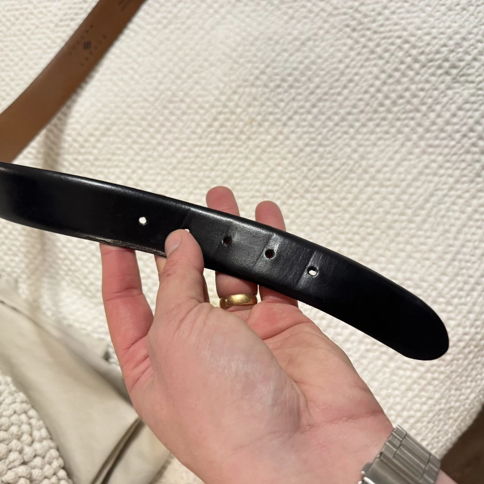 Cinturón de cuero italiano negro Joseph Abboud con hebilla de níquel pulido - talla 40 EE. UU. Foto 4 de 4