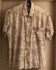 Local Motion Hawaiian Shirt White Beige Large