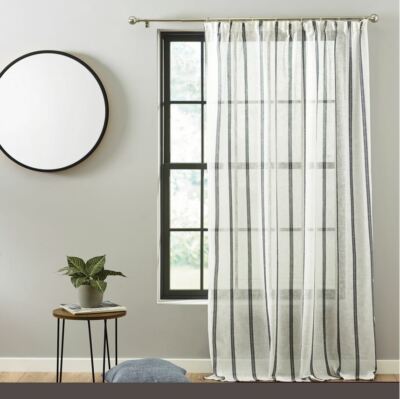 1 x Kari Streifen Leinen Effekt Voile Klebeband Top 3'' Bleistift Plissee Vorhangplatten