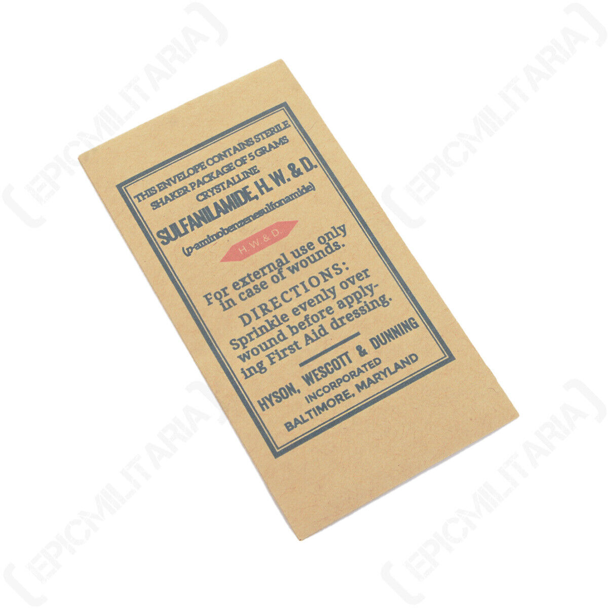 WW2 US Sulfanilamide Sachet for Re-enactment First Aid Medical