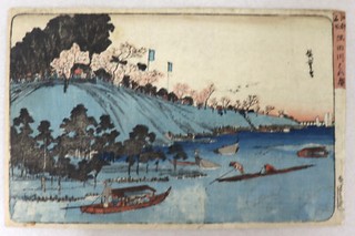 Cherry Blossoms Sumida Edo Hiroshige Japanese Woodblockprint original 1840's