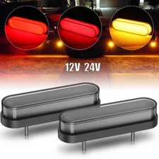 2x Red/Amber 4" Oval LED Truck Trailer Stop Turn Tail Brake Lights Flowing DRL