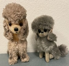 2 VINTAGE 1960 s KAMAR STUFFED POODLES HANDMADE IN JAPAN