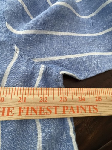 H&M women's sz L Shirt 100% Linen Light Airy Natural Healthy Classic Stripes - Picture 9 of 11