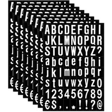 8 Sheets Self-Adhesive Vinyl Letters Numbers Kit, 1 Inch Black, White in Back