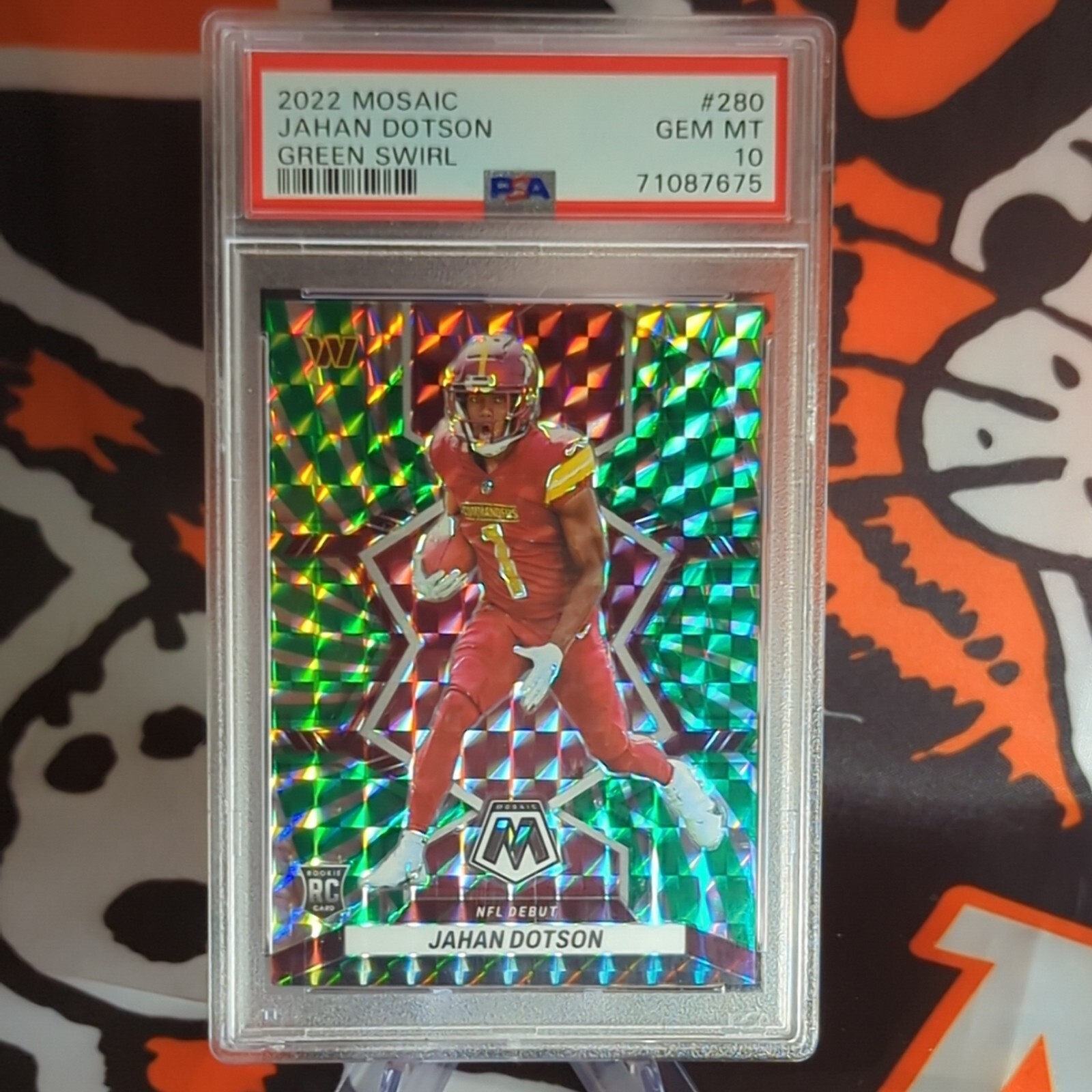 🔥2022 Mosaic #280 JAHAN DOTSON RC Green Swirl 4/11 PSA 10 GEM MT Commanders🔥