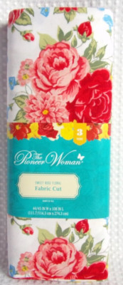Pioneer Woman Sweet Rose Floral Fabric Cut 3 Yards 100% Cotton 44'' Wx108'' L NEW