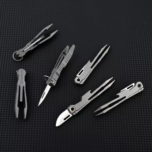 1 PC EDC Titanium Alloy Multi Tools Tweezers Opener Pocket Outdoor Folding Knife - Picture 9 of 20