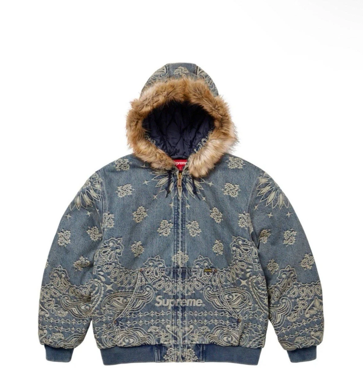 Veste de travail à capuche en denim jacquard Supreme Bandana