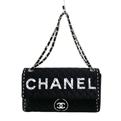 CHANEL Classic Flap Black Nylon Shoulder Bag #OKB843