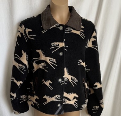 その他ブランド / tsunami/フリースジャケット/M/ポリエステル/BLK/総柄/カナダ製/～90s Tsunami Canada Jacket, Sz M. Fleece Horses. | eBay