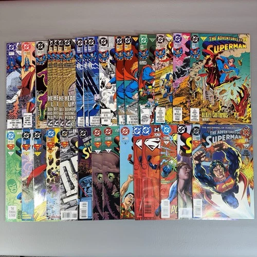 Vtg DC Adventures Of Superman Comic Lot of 31 Issues 0, 478-634 Metallo Blackout