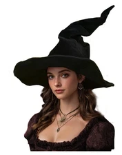 Black Witch Hat Halloween 24 Inch Wicked Witches Hats for Women Witches Costume