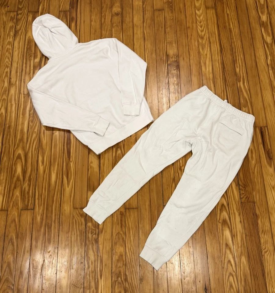 Nike Sportswear Club Fleece White Hoodie & Pants Set Size Small Sweatsuit - Image 2 of 4