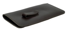 Calabria XXL Soft Slip-in Eyeglass Case Brown Faux Leather Metal Pocket Clip Men