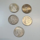 Lot of 5 Peace Dollar $1 Silver Coins 0.9 Fine circulated 1922-1925