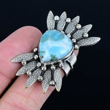 Radiant Republic Larimar Gemstone 925 Sterling Silver Jewelry Ring Size 7