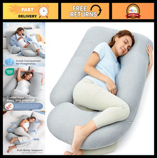 U-Shaped Pregnancy Pillow with Cooling Cover - Full Body Support for Side Sleepe
