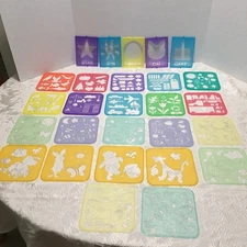 Vintage  Tupperware Kids Stencil Set 27 Count- Pooh-Tigger-Eeyore - Bear & more
