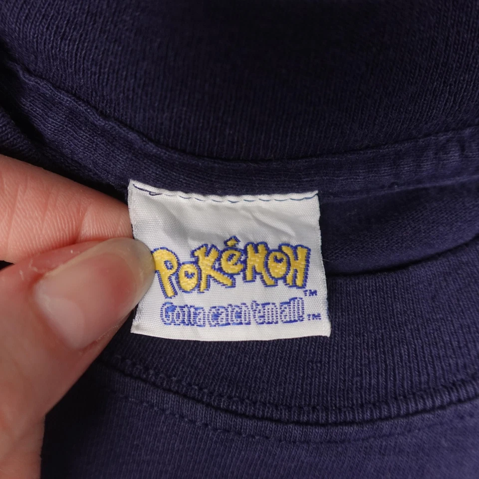 Camisa Pokemon Vintage Juvenil Extra Azul Grande Ceniza Pikachu Squirtle Charmander Años 90 Foto 3 de 4