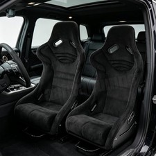 Pair Universal Black Suede Adjustable Fixed Bucket Racing Seats W Sliders Pair Universal Black Suede Adjustable Fixed Bucket Racing Seats W Sliders