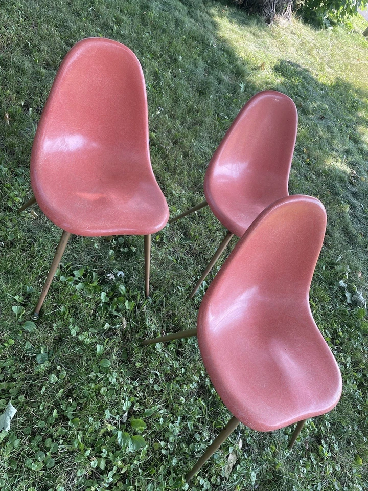 1962 Meados do Século Moderno MCM Chromcraft Fibra de Vidro Molde Shell Cadeiras Conjunto De 3 - Imagem 3 de 4