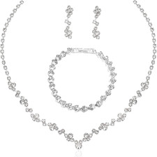 Bridal Jewellery Set for Wedding Prom Costume Jewelry Set Rhinestone Crys
