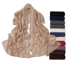 Lightweight Wrap Shawl Scarves Solid Floral Embroidered Edge Chiffon or Women