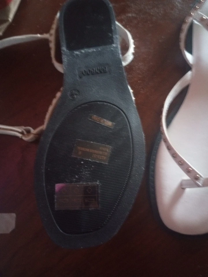 竹制婚礼平底鞋绑带尺寸 6 白色  — 第 4/4 张图片