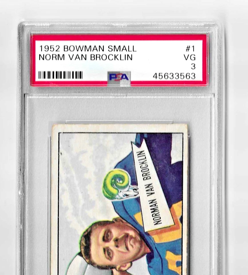 1952 BOWMAN SMALL FOOTBALL CARD #1 HOF NORM VAN BROCKIN GRADED PSA 3 NQ NFL RAMS - Image 2 of 4