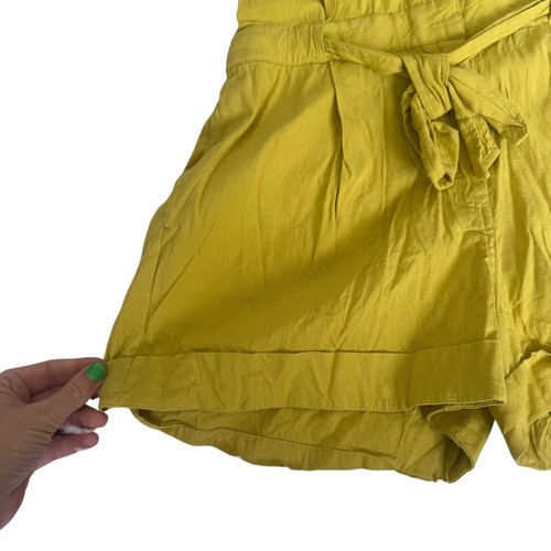 Rag & Bone Surplus Short Sleeve Romper Chartreuse Bright Green Utility Linen 0 - Picture 7 of 16